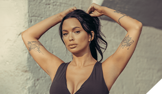 Woman in a black sports bra